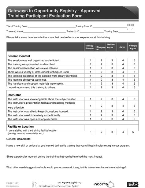 Free Printable Training Evaluation Form Template [pdf Word]