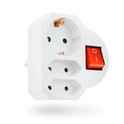 3 fach Steckdosenadapter 1x Schuko 2x Euro weiß mit Schalter 5 99