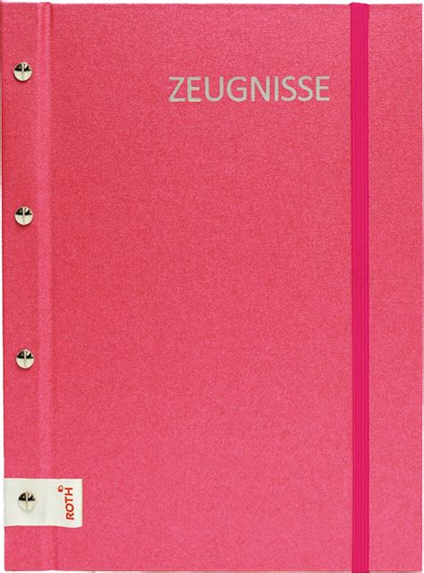 ROTH Zeugnismappe mit Buchschrauben DIN A4 Prägung 12 Hüllen pink