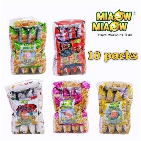 G X Pkt Miaow Miaow Assorted Crackers Chicken Prawn Pizza Hot Spicy Potato Chip