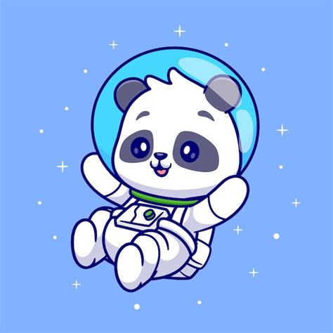 Bonito panda astronauta flutuando no espaço dos desenhos animados