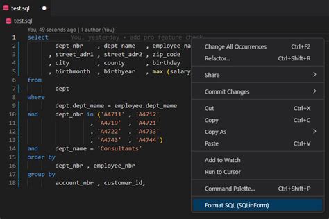 Sqlinform Sql Formatter Visual Studio Marketplace