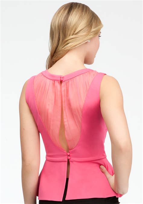 Bebe Sleeveless Crinkle Peplum Top In Pink Lyst