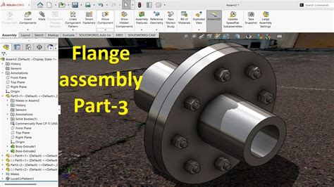 Flange Coupling Assembly In Solid Works Part 3 Youtube