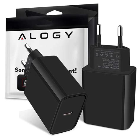 Ładowarka Sieciowa Alogy Szybka Usb C Type C Pd 20w Czarna Kabel 1m Usb C Alogy Sklep