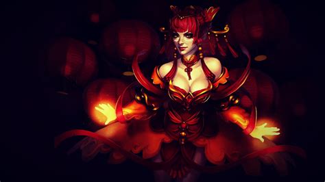 Wallpaper Illustration Video Games Big Boobs Cleavage Dota 2