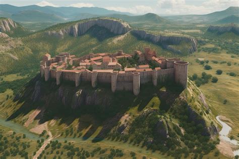 Premium AI Image | A beautiful fortress with medieval castle walls