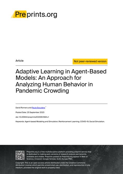 PDF Adaptive Learning In Agent Based Models An Approach For