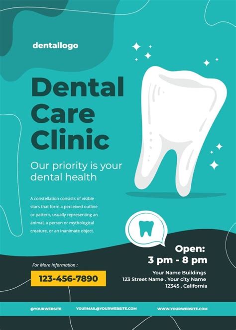 Free Waves Dental Care Clinic Flyer Template To Design