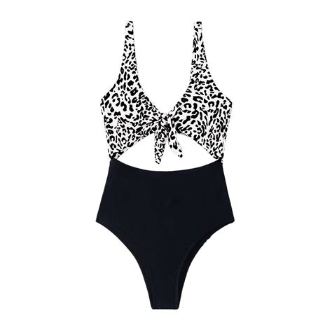 Blphud Swimsuits For Women One Piece Women Print Leopard High Waisted Bathing Suit Training