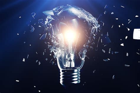 Premium Photo Exploding Light Bulb On A Blue