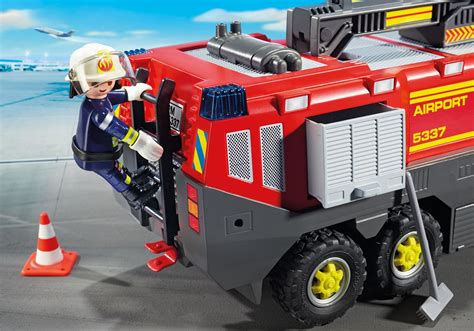 PLAYMOBIL CAMION DE POMPIERS AVEC SON ET LUMIERES DE L AEROPORT 5337