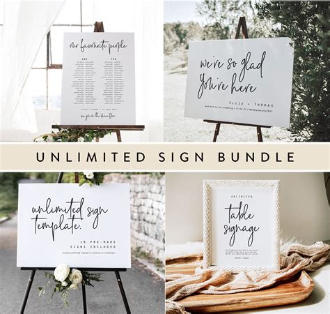 Printable Wedding Sign Template Bundle Create Your Own Signs Etsy