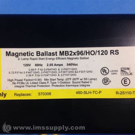 Sylvania Magnetic Ballast Mb2x96 Ho 120rs Ballast Ims Supply