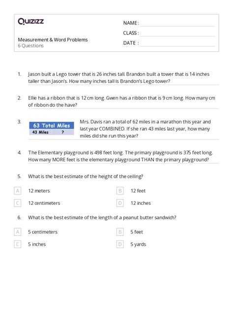 50 Measurement Word Problems Worksheets For 2nd Class On Quizizz Free And Printable