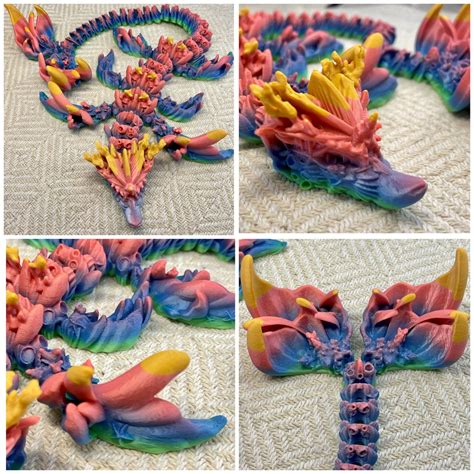 Articulating Coral Reef Dragon Large Dragon 19 Inches 3D Printed Dragon