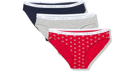 Tommy Hilfiger Cotton Bikini Underwear Panty 3 Pack In Red Lyst