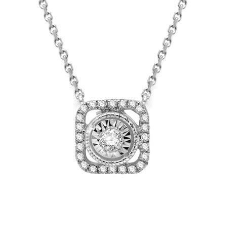 0 19 Ct Round Cz Square Halo Pendant 925 Sterling Silver