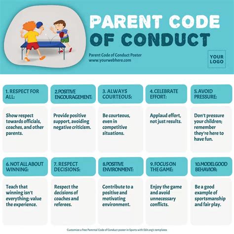 Parent Code Of Conduct Posters To Print