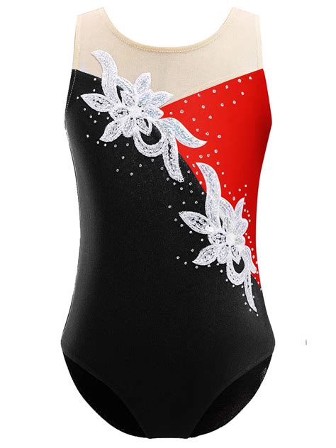 Inlzdz Girls Shiny Sleeveless Tank Leotard For Gymnastics Bodysuit