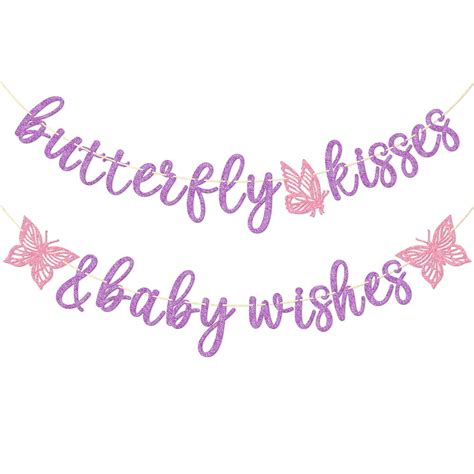 Butterfly Kisses And Baby Wishes Banner Butterfly Themed Baby Shower