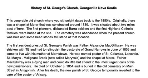 History of St. George's Church, Georgeville - Cape George Museum