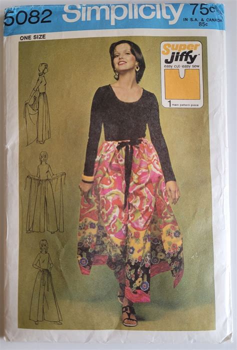 Easy Super Jiffy 70s Sewing Pattern For Wrap Pants And Tie Pantskirt