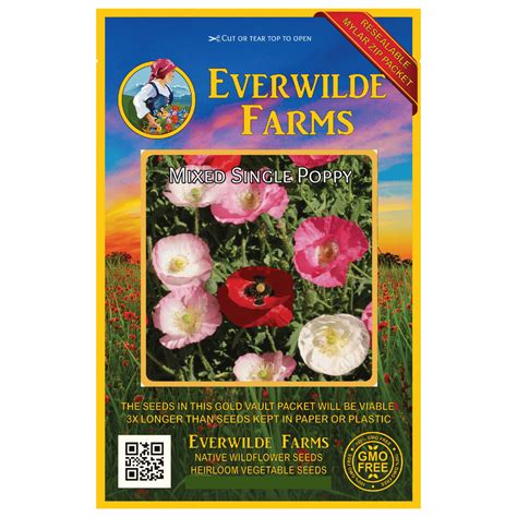 Everwilde Farms - 2000 Mixed Single Poppy Garden Flower Seeds - Gold Vault Jumbo Bulk Seed ...