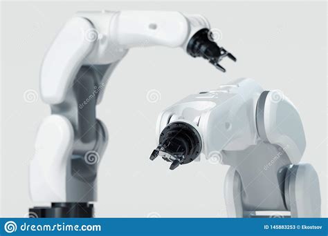 Bras Robotique Sur Le Fond Blanc Manipulateur M Canique De Main Rendu