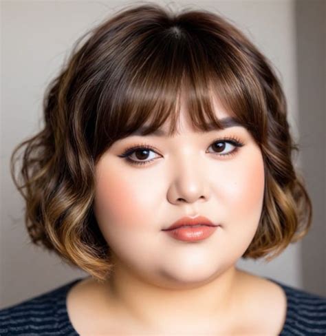 30 Cute Bob Hairstyles With Fringe Wavy Brunette Bob For Chubby Face Double Chin