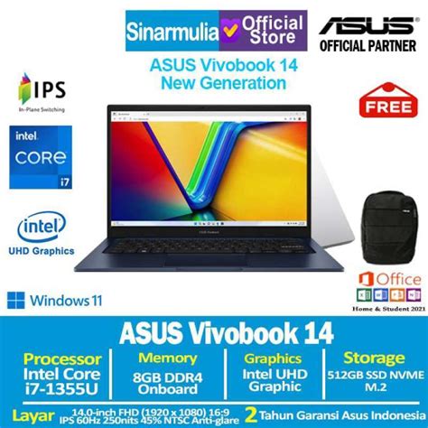 Promo Asus Vivobook 14 A1404va I7 1355u 512gb Ssd 8gb Fhd Ips Win11 Ohs