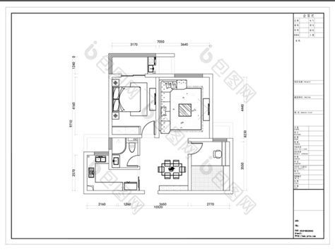 Cad两室平面方案定制图纸 包图网