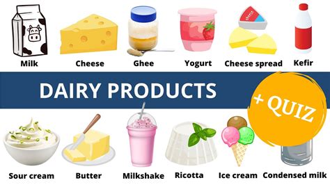 Dairy Products Vocabulary In English 20 Words Quiz Learn