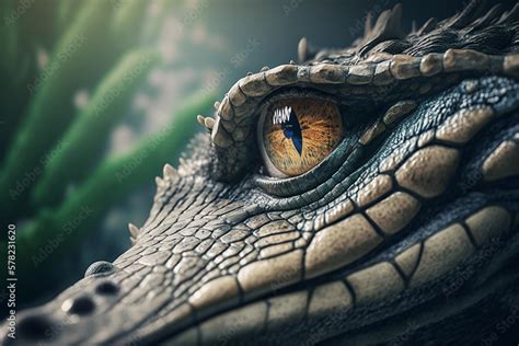 Alligator eye close up view, AI generated Stock Illustration | Adobe Stock