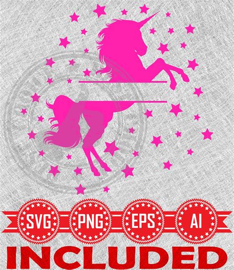 Unicorn Split Monogram Svg Cut File Unicorn Monogram With Etsy