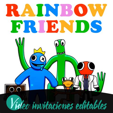 Rainbow Friends Video Invitaciones Editables Gratis