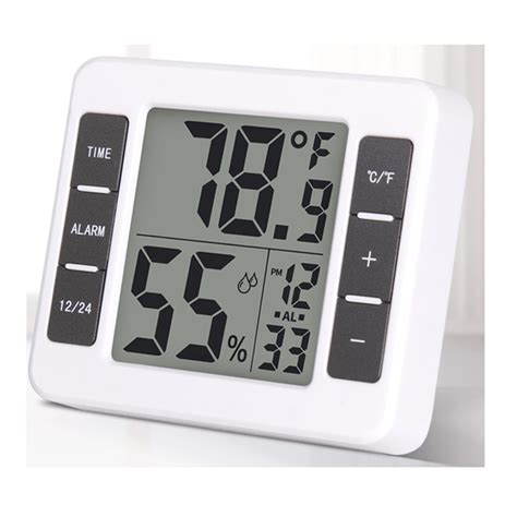 Digital Thermo Hygrometer Monitors Indoor Temperature And Humidity With Time Alarm Clock Date