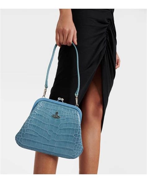 Vivienne Westwood Vivienne S Croc Effect Leather Tote Bag In Blue Lyst