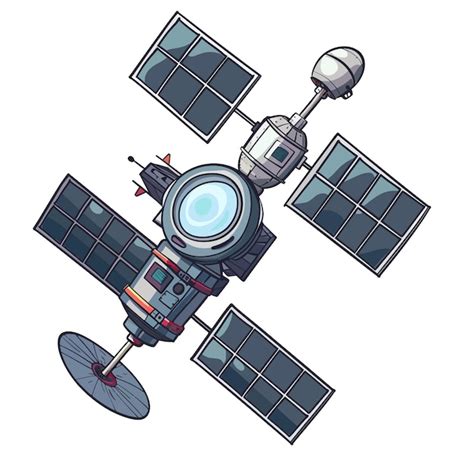 Um desenho de um satélite um satélite nele Vetor Premium