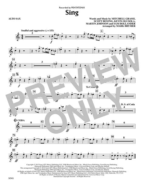 Sing Arr Mark Brymer Alto Sax By Pentatonix Sheet Music For Choir Instrumental Pak At Sheet