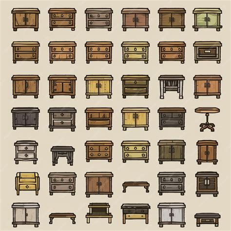 bit pixel art sprite sheet   wooden premium ai