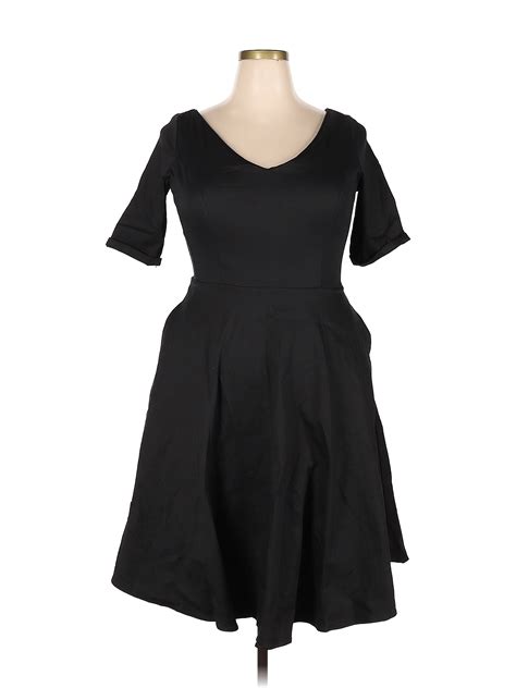 Assorted Brands Solid Black Casual Dress Size 2x Plus 49 Off Thredup