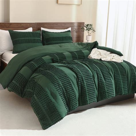 Andency Cal King Size Comforter Set Dark Emerald Green 3 Pieces Boho