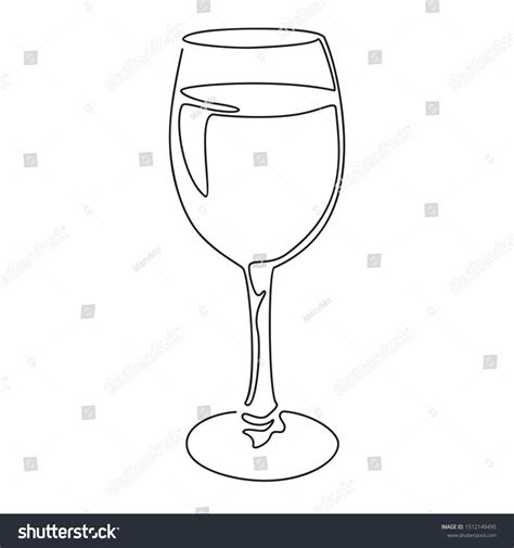 Continuous Line Drawing Glass Wine Vector Stock Vector Royalty Free