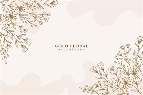 Premium Vector Elegant Golden Floral Background With Hand Drawn