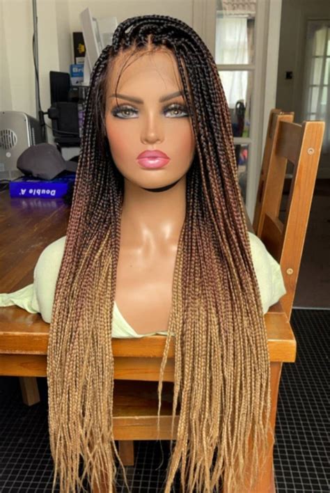 Human Hair Full Lace Wig Full Frontal Lace Knotless Braided Wig