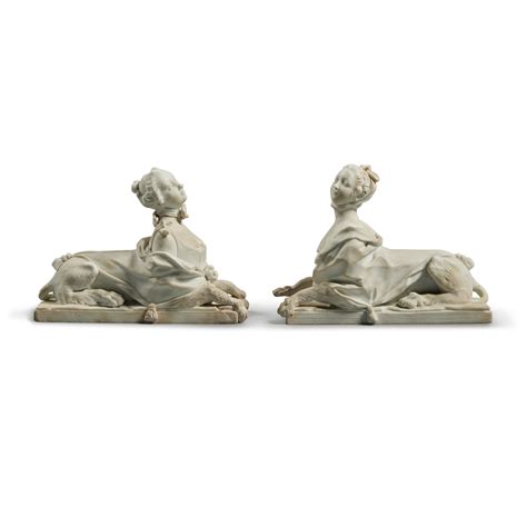 A Pair Of Samson Biscuit Figures Of Madame De Pompadour As A Sphinx