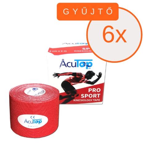 ACUTOP Pro Sport Kineziológiai Tapasz 5 cm x 5 m Piros 6 DB GYŰJTŐ s