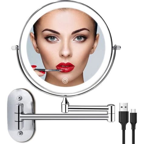 Miroir De Maquillage Mural Rechargeable 20 3 Cm Double Face Grossissant