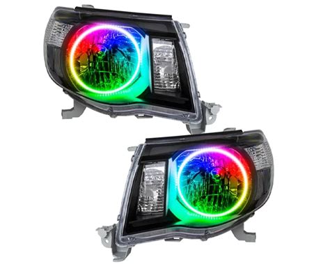 Oracle Lighting Pre Assembled Halo Headlights Black Housing Colorshift Wo Controller Smd Hl